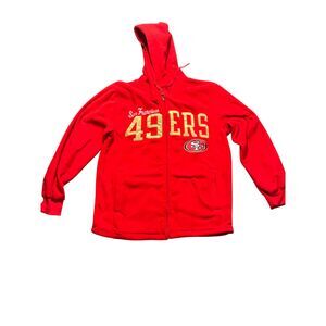 NFL San Francisco 49ers full zip fleece hoodie jacket mens SF‎ Red sz M football